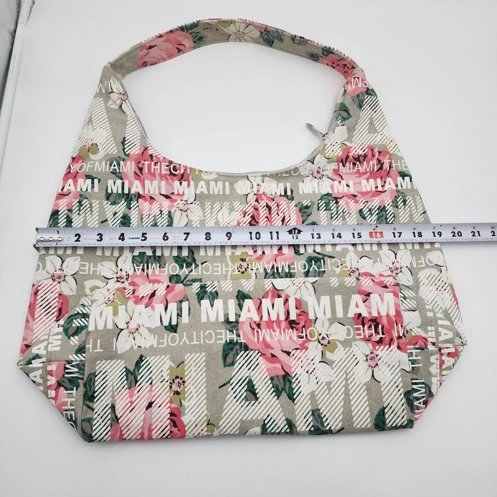 Robin Ruth City Bags Miami Canvas Hobo Tote Shoulder Handbag Floral‎ Zip